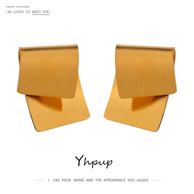 

Yhpup Minimalist Metal Twisted Geometric Stud Earrings Simple Stainless Steel Goth Punk Unusual Earrings Jewelry for Women