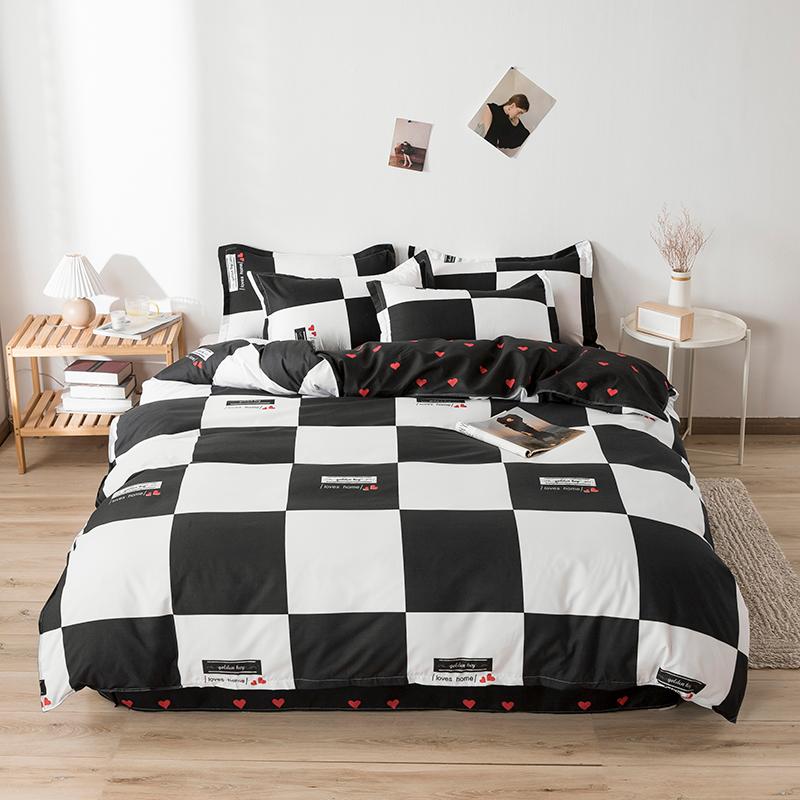

Solstice Home Textile Classic Black and White Plaid Duvet Cover Pillow Case Bed Sheet Boy Kid Teen Girl Bedding Linens Set King, 12