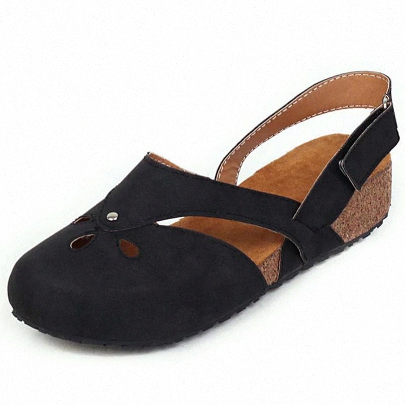 

Women Sandals Summer Beach Flat heel Sandals Beef tendon Shoes Fashion Comfy Slides Woman Shoes #Yh3z, Black