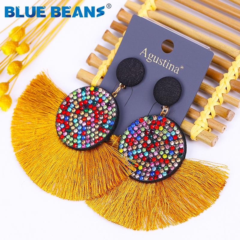 

Dangle & Chandelier Tassel Earrings Bohemian Statement Luxury Long Earring Handmade Women Geometric Fringe Fashion Big Yellow Wedding Thread