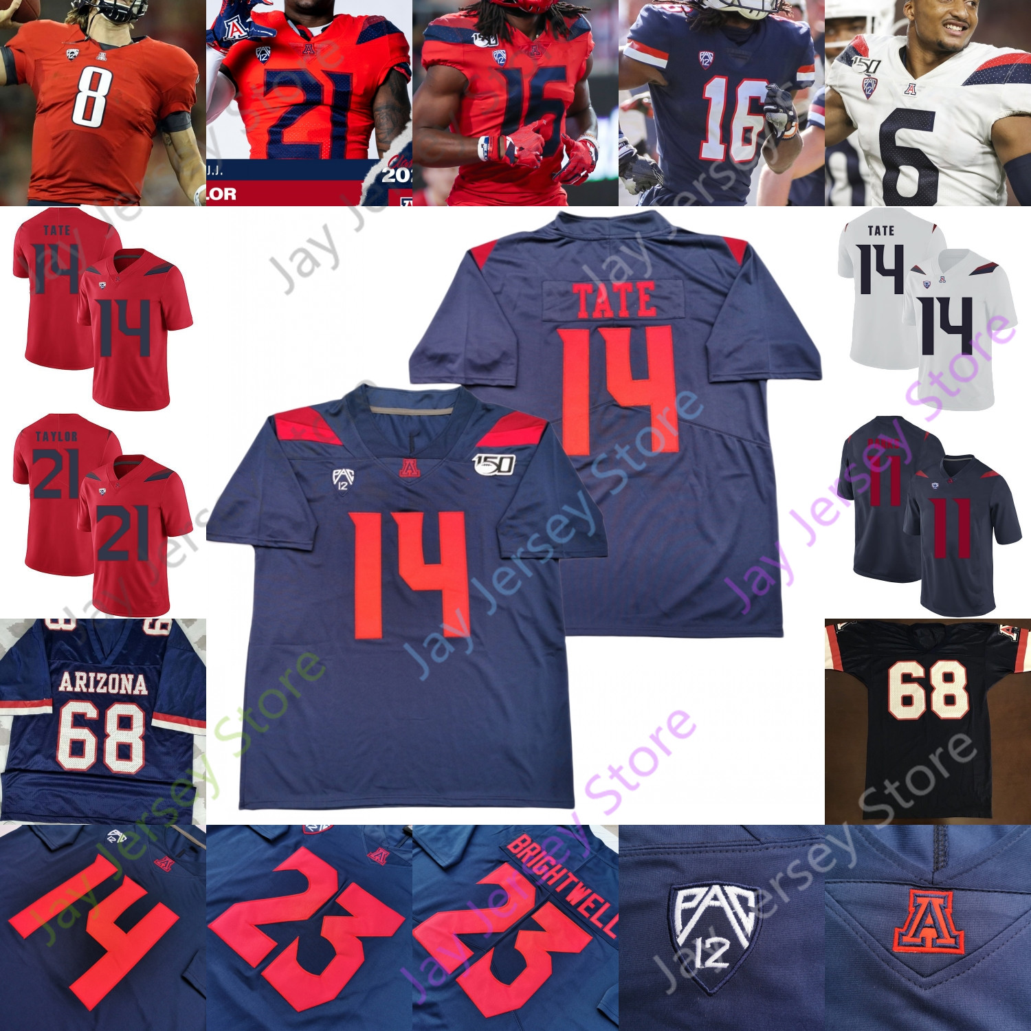 

Arizona Wildcats Football Jersey NCAA College Jalen Harris Colin Schooler Shawn Poindexter Jamarye Joiner Grant Gunnell Smith Reid III, Red i