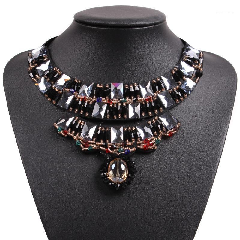 

2020 New Model Design Fashion Chunky Statement Pendant Choker Collar Necklaces Women Black Rope Popular Party Jewelry1