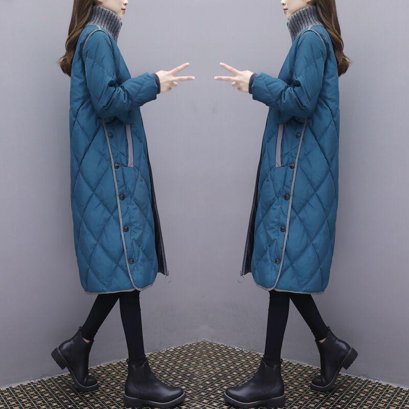 

2021 New Plus Size Women Parkas Winter Warm Coat Slim Cotton Padded Basic Jacket Female Casual Long Outwear Feminina, Blue