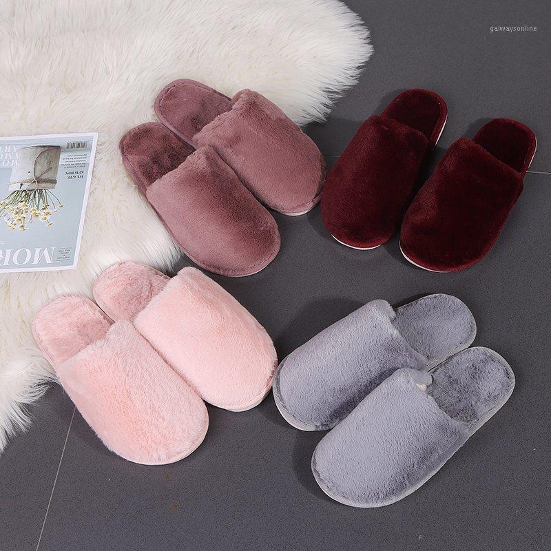 

Winter Women House Fur Slippers Warm Plush Flurry Soft Furry Mules Round Toe Flat Home Non Slip Shoes Casual Solid Ladies Indoor1, Gray