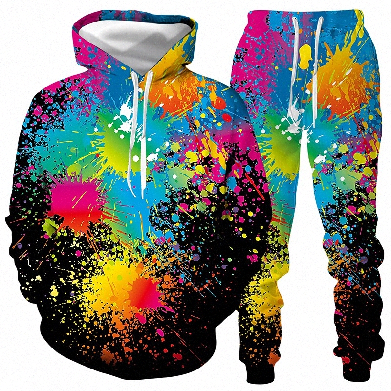 Ensemble de vêtements d'actif pour hommes graphique 2 pièces à capuche quotidien quotidien 3D imprimé décontracté sweats à manches longues noire