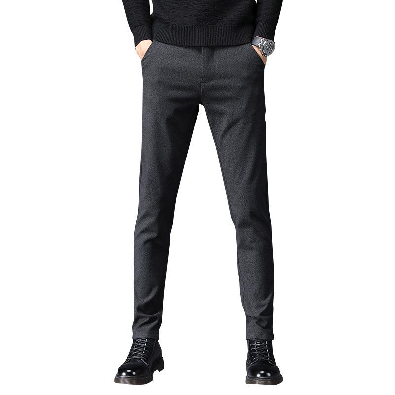 

2020 Spring Summer autumn winter New Slim Fit Tapered Pants Men Enzyme Washed Classical Chinos Basic Plus Size Trousers, Gray