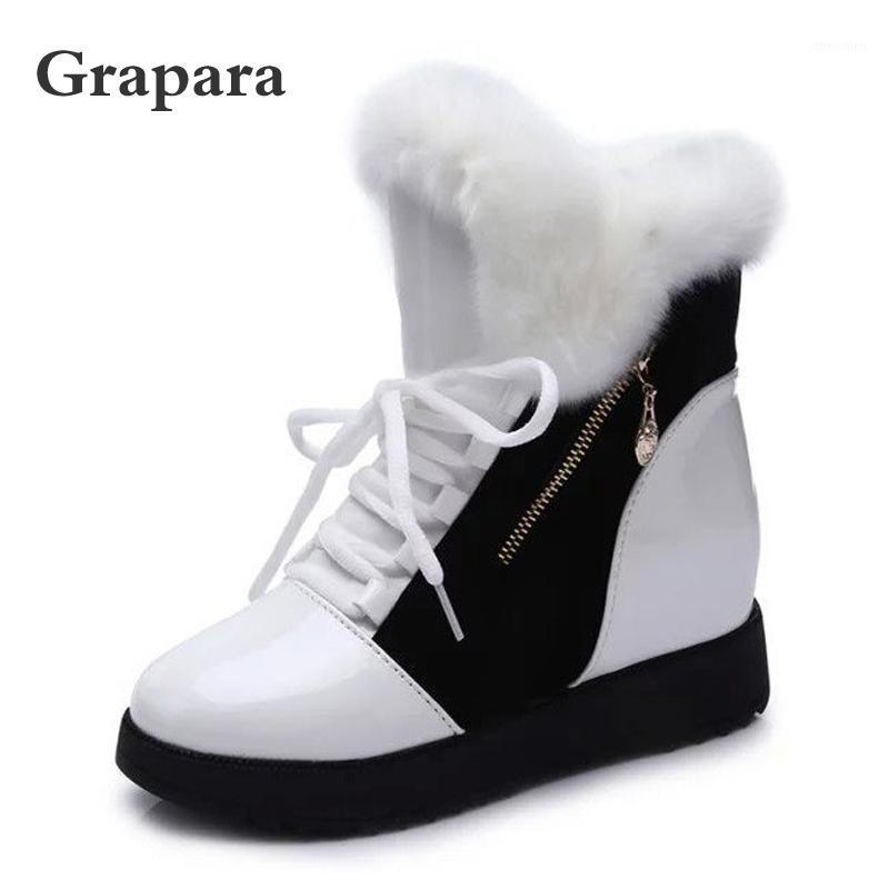 

Boots Fashion 2021 Women Half Winter Short Snow Female Warm Fur Plush Platform Shoes Woman Furry Peluche Botas Mujer1, Black