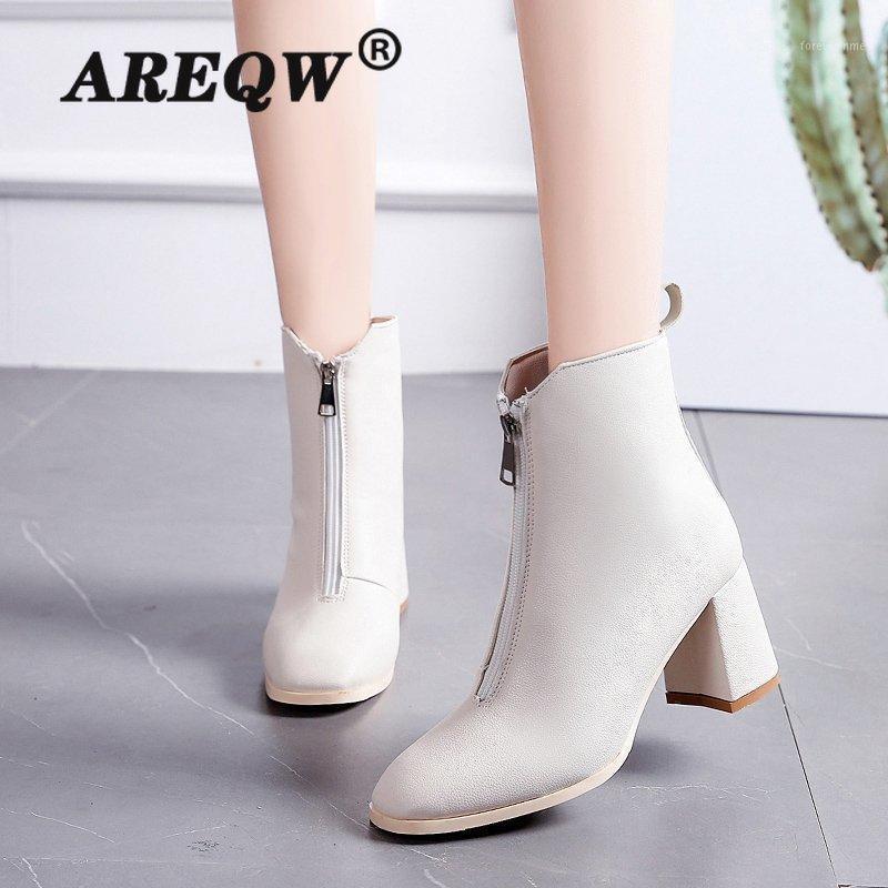 

Ankle Boots for Women Square Toe Fashion Shoes Short Boots Zipper Square Heels Comfortable Pu Leather Heel Lady Shoes1, Black