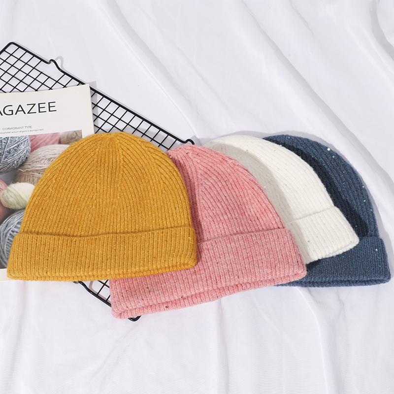 

Sequined cashmere hat, White