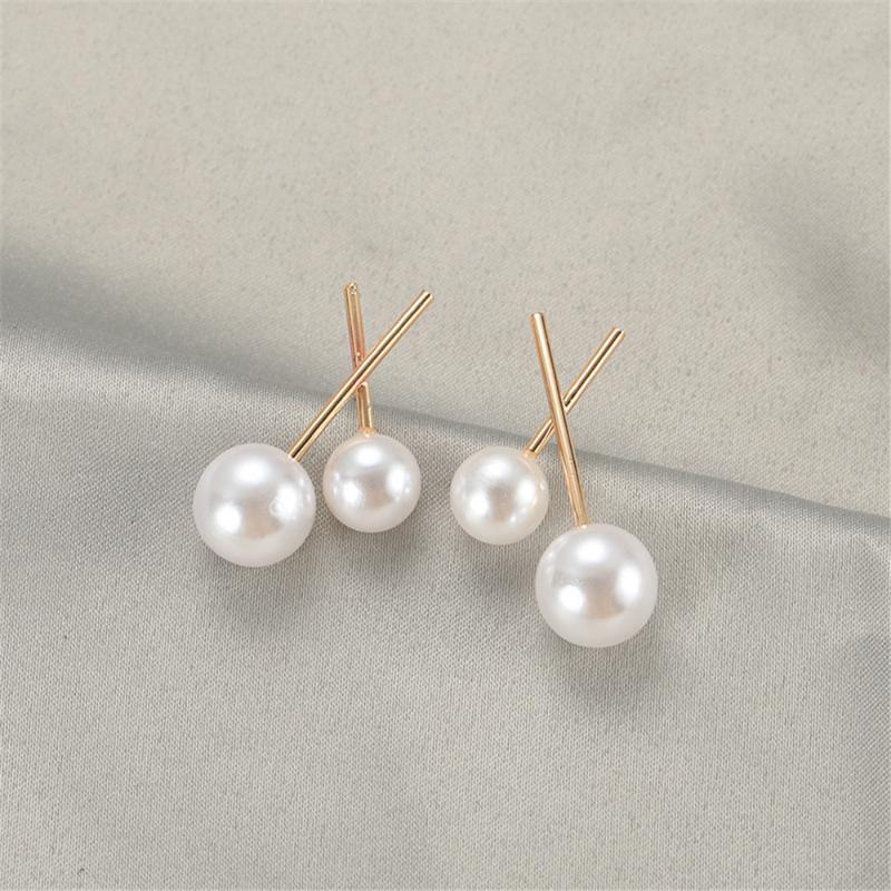 

NEW Fashion Women Cross The Pearl Earring Contracted Geometric Small Earrings Jewelry Accessories