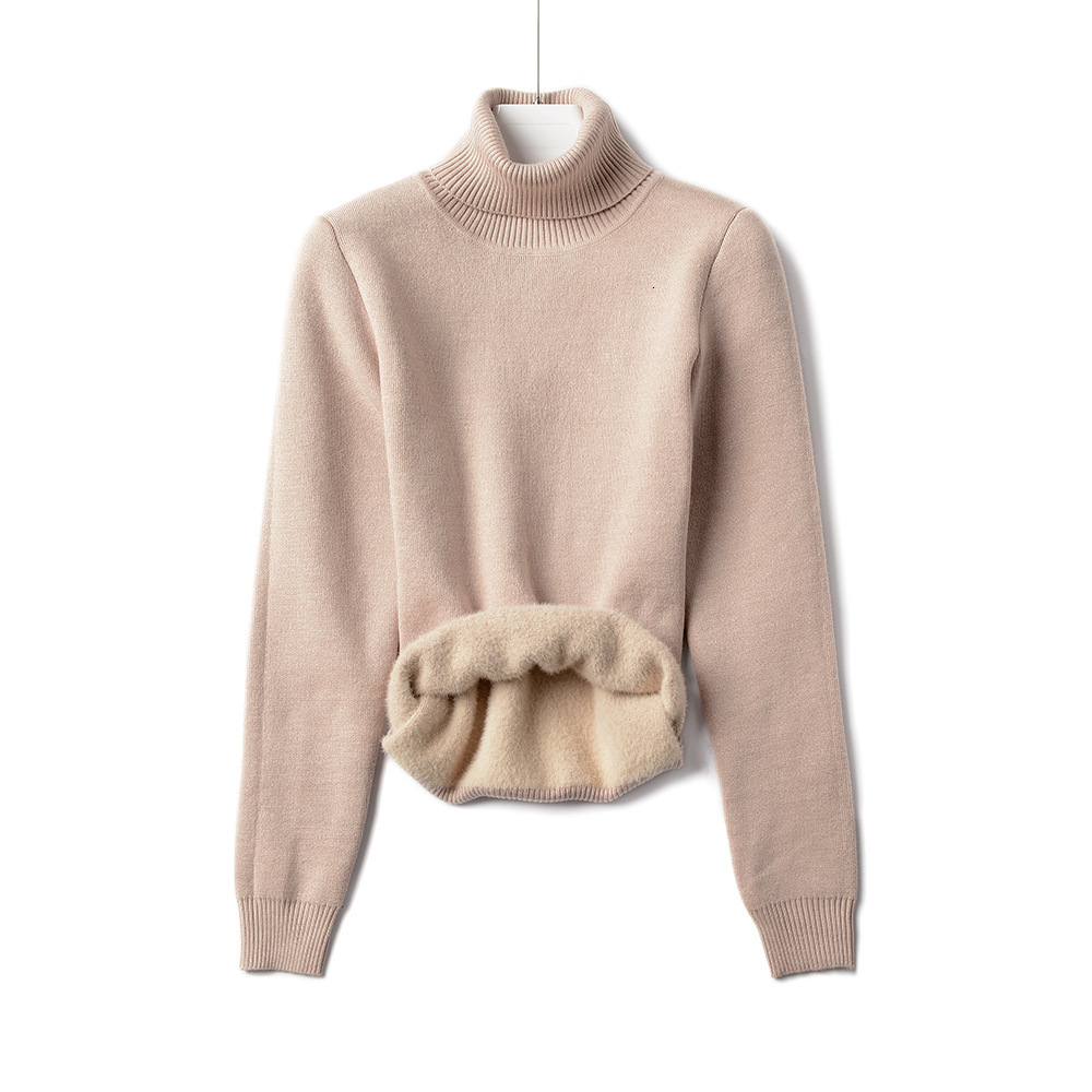 

2021 New Thick Warm Fur Winter Sweater Women Turtleneck Sweaters Long Sleeve Pullovers Top Soft Female Jumper Fall Knitwear 3euj, Khaki