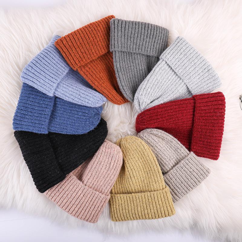 

Winter Women's Hat Solid Knitted Hat Beanie Female Skullies Autumn Winter Women Caps Hats Black Girls1