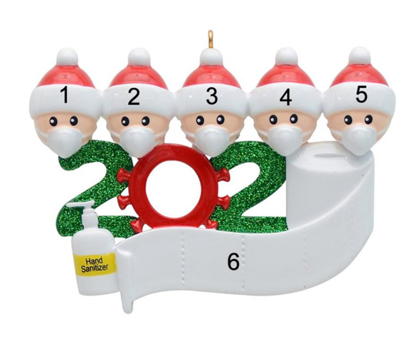 

2020 Quarantine Christmas Decoration Resin Christmas Tree Ornament Pandemic Social Party Distancing Santa Claus with Mask 2,3,4,5,6,7 People