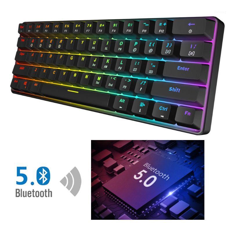 

RGB Backlit Bluetooth 5.0 Wireless Dual Mode Mechanical Keyboard,Portable Compact Waterproof Mini Gaming 61 Gateron Keys1