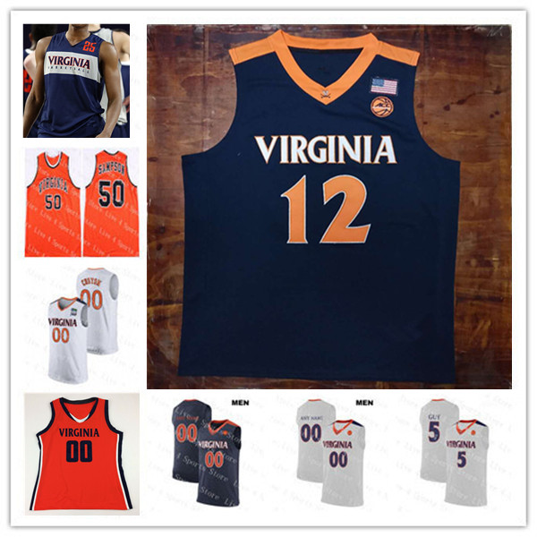 

2021 College Virginia Cavalier Basketball UVA Jersey Sam Hauser Jay Huff Kihei Clark Reece Beekman Casey Morsell Kyle Guy De'Andre Hunter, Men white