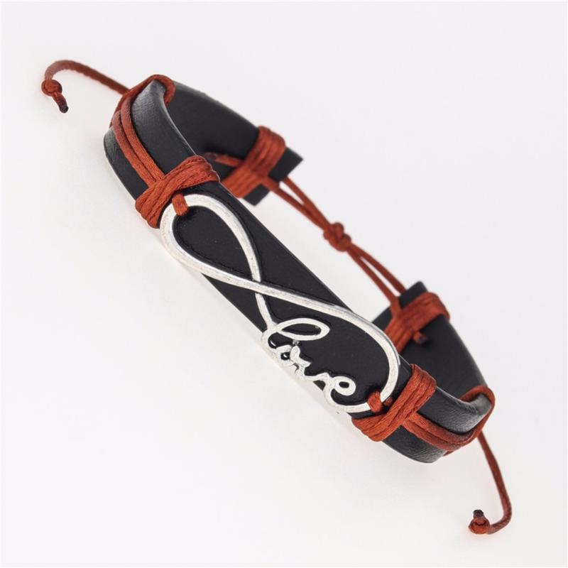 

Tennis Handmade Fashion Cute Tibetan Infinity Love Charms Family Christmas Gift Leather Bracelets For Friend Drop