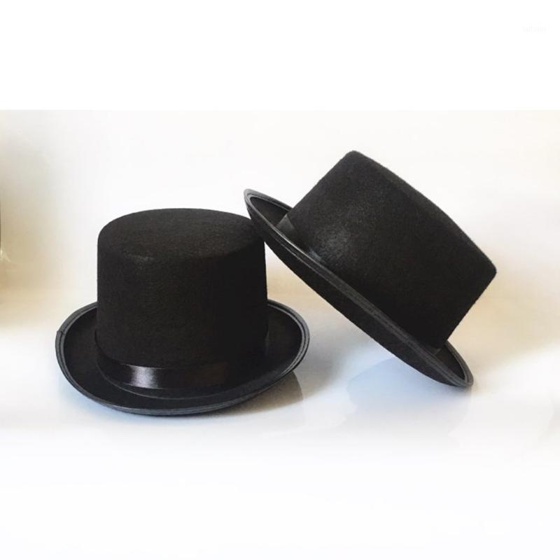 

The magician performed high Hat Halloween hat cap flat black Jazz stage performances Party Formal Costume Magician Cap Hot1