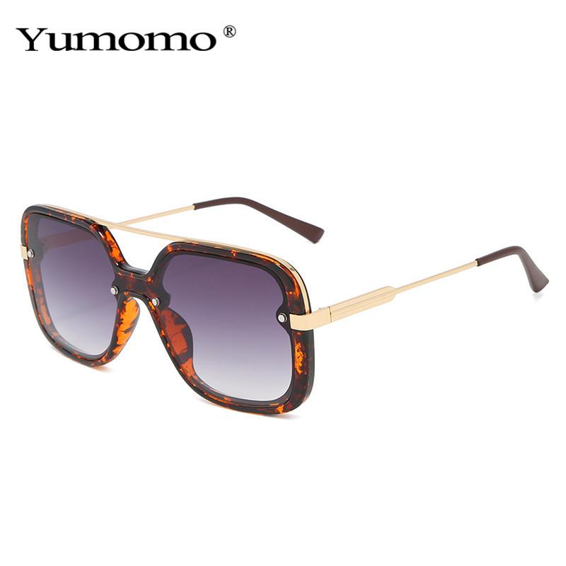 

2021 Retro one piece Square Sunglasses Women Brand Designer Fashion Clear Gradient Goggles Men Shades UV400 Sun Glasses