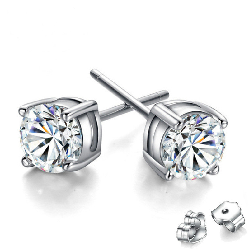

Zircon diamond stud earrings silver crystal women wedding ear rings fashion jewelry gift will and sandy