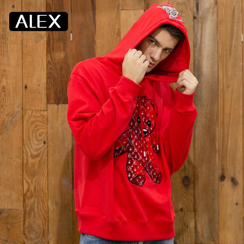 

Men's Hoodies & Sweatshirts Alex Man Teddy Bear Towel Embroidery Oversized Sweatshirt 100% Cotton One Piece Couple Clothing Streetwear, Black