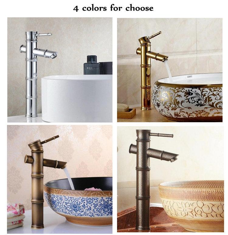 

4 Color bamboo style Modern New Bathroom basin faucet Deck Mounted Brass Basin Faucet Single Handle Sink Mixer Tap H-7249