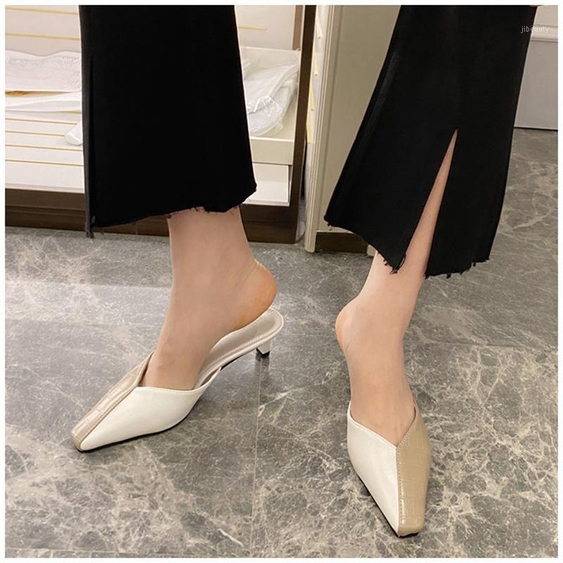 

New 2020 Summer Mules Shoes Women Mix Color Low Heels Slipper Slip On Casual Shallow Mouth Outside Slide Shoes1, Black