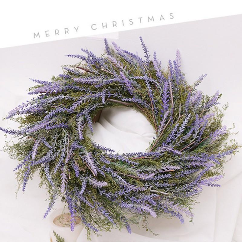

Handmade Artificial 18-inch Lavender Simulation Wreath Used For Front Door, Wall Hanging, Window, Wedding, Home Decoration