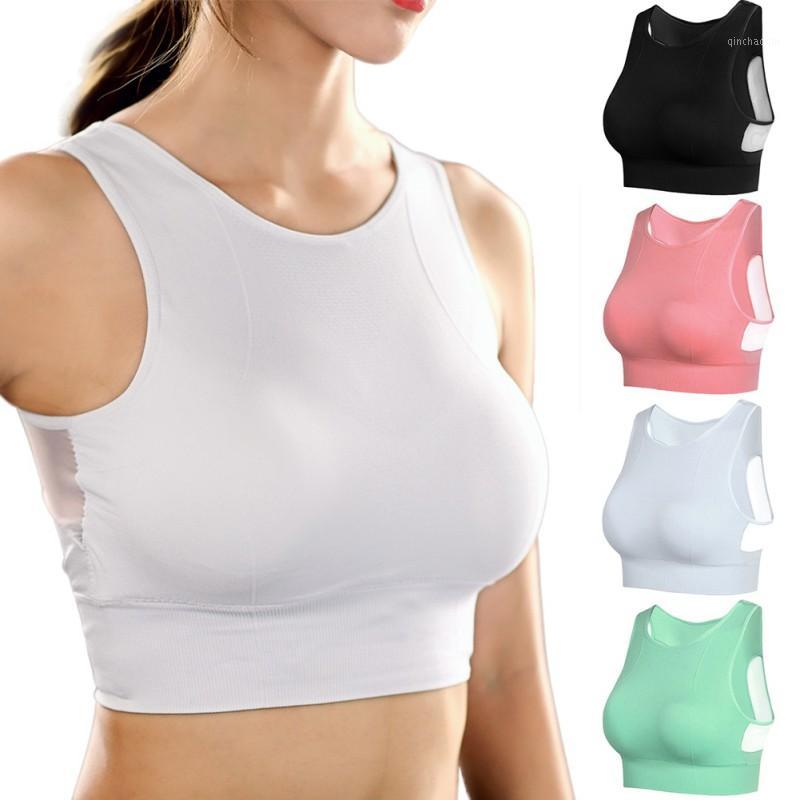 

Women' Sports Bra Mesh Stitching Yoga Bra Shake Proof Quick Dry Fitness Top Padded Gym Top Wire Free Push Up Running1, White