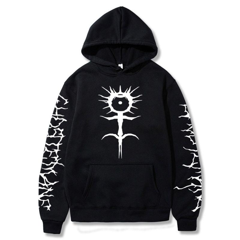 

Men's Hoodies & Sweatshirts Rapper European And American Product -selling Ghostemane -printed Hip-hop Hooded Warm Jacket, Black