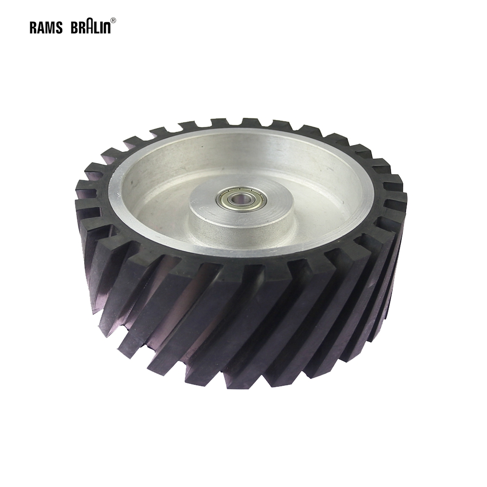 

200x75mm Grooved Rubber Contact Wheel Belt Grinder Tool Parts