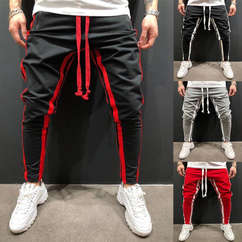 

Men's Pants Jogger Men Trousers Sweatpants Spring Autumn Casual Patchwork Joggers Sportswear Striped Clothing, Gray