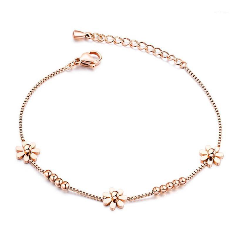 

VJ Fashion Jewelry Accessories Daisy Bracelet Rose Gold Flower Bangle Jewelry Bracelet For Women1