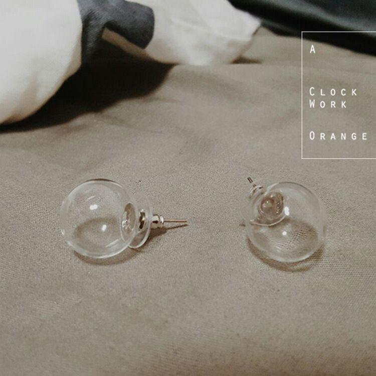 

2021 trend earrings for women Korean earring hollow transparent glass ball fashion and fun Women jewelry Gifts for the new year