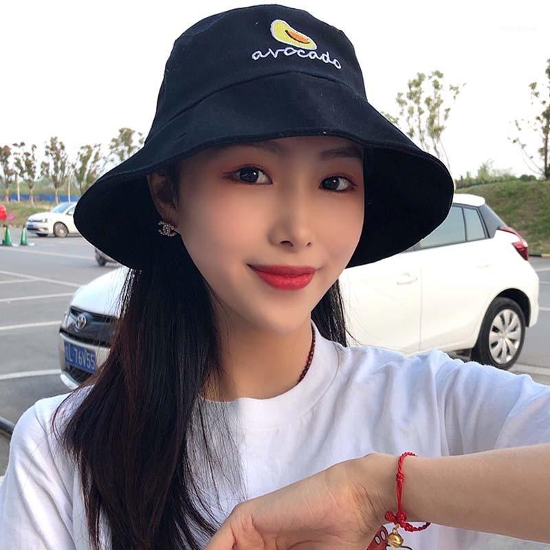 

Korean version of wild literary basin hat summer cute fisherman hat female English embroidery summer sun sun1, Pink