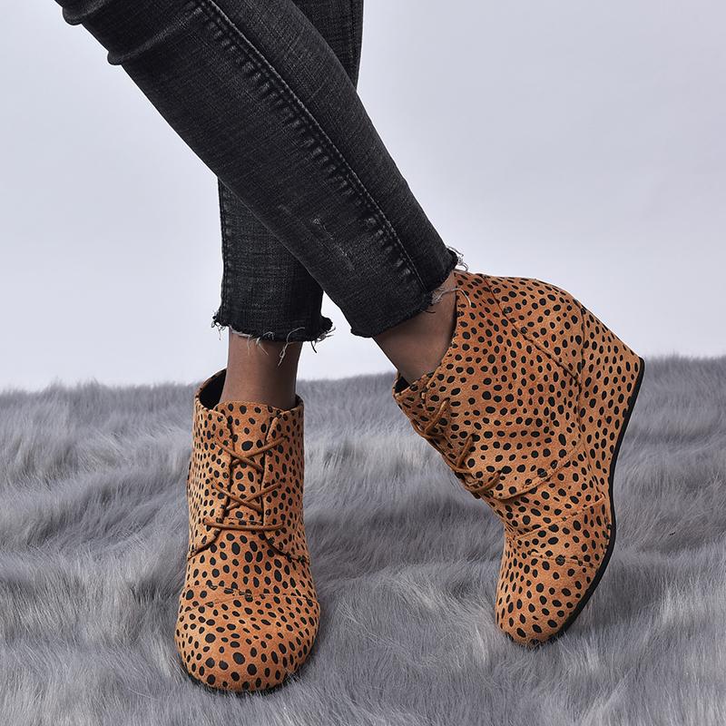 

Leopard Ankle Boots Women Female Casual Shoes Woman Platform High Heels Botas Mujer 2020 Bota Feminina Ladies Shoes Sexy, Black