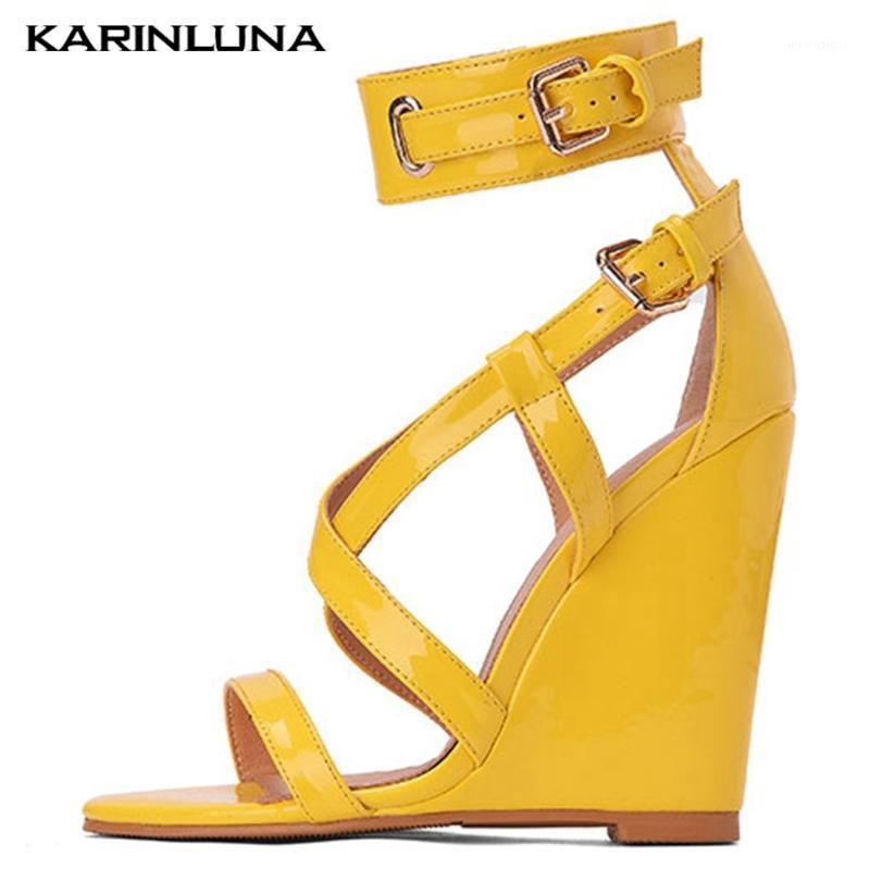 

Karin New Wedges High Heels Wholesale Plus Size 47 Summer Gladiator Top Quality Shoes Sandals Women1, Yellow