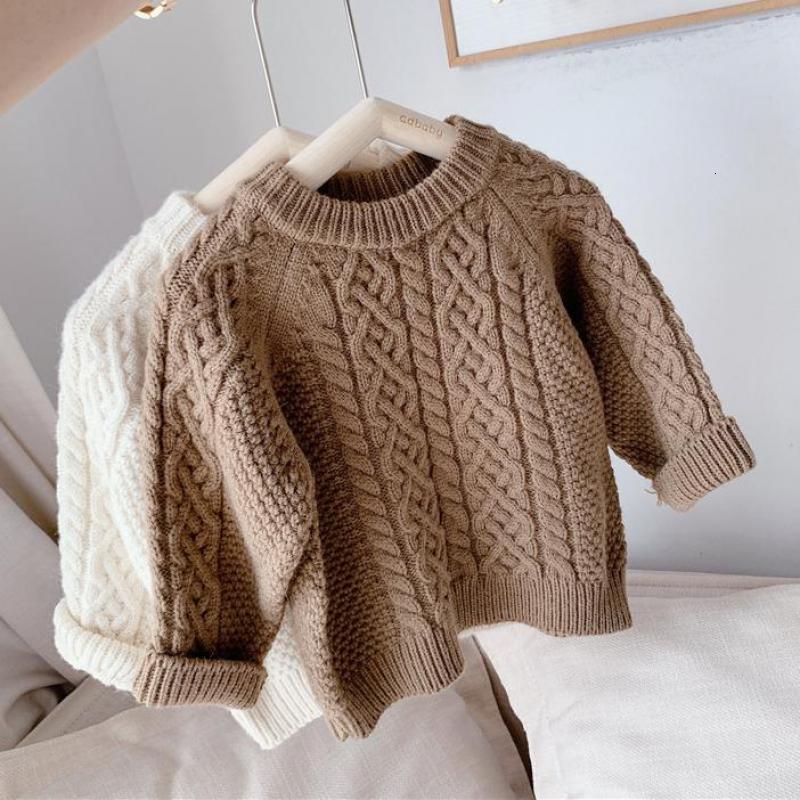 

2021 New Baby Boy Girl Babe Pullovers Kids Twisted Stripes Thicken Sweaters Warm Child Clothing Winter Babies Toddler Schoolchild Sweater Nl, 20792brown