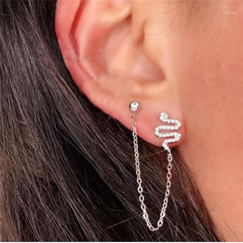 

kpop Crystal Snake Moon Tassel Earrings For Women Girls Fashion Rhinestone Geometric Stud Ear Jewelry Party Gifts1