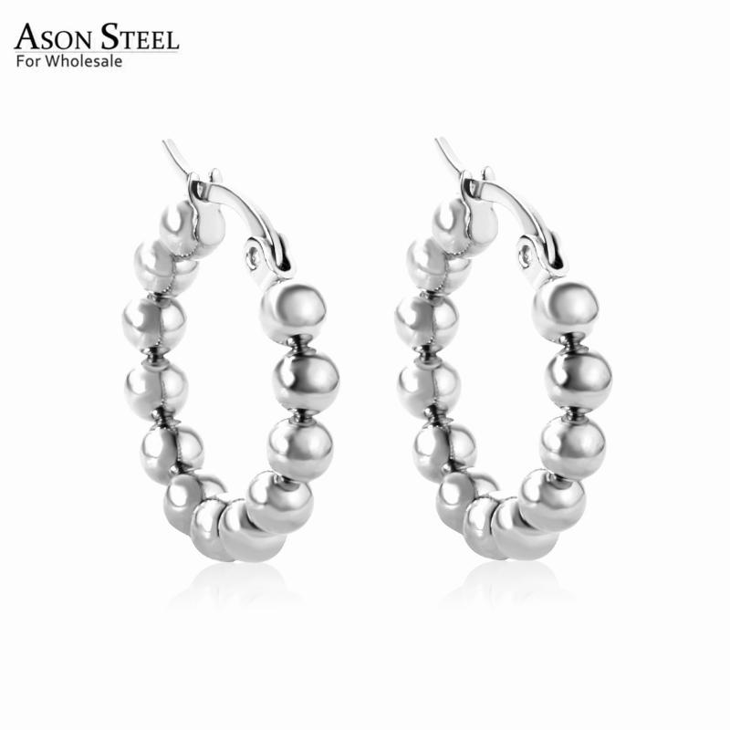 

ASONSTEEL Gold Color Unique Stainless Steel Hoop Earring Trendy Steel Ball Earrings for Girl Women Accessories Jewelry