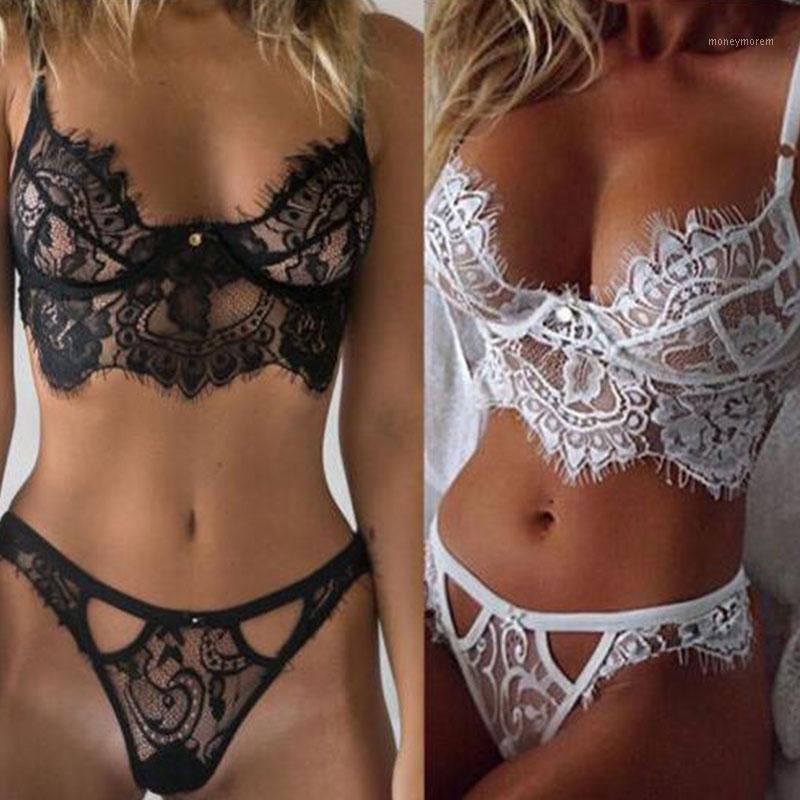 

Solid Bodysuit Fashionable Bra Set V-neck Lingerie Suit Open Cup Mini Bra Sleepwear Hollow Out Underwear Women Thong Sexy Sets1, Black