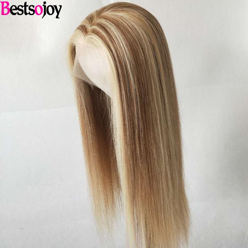 

Brazilian Hair Wigs With Highlights Straight Lace Front Wig 180 Density T Part Front Lace Wig Human Hair Highlight Sale