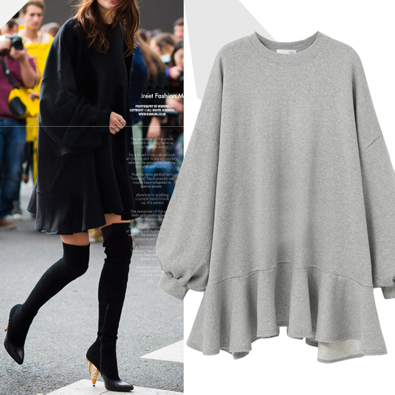 

New Black 2021 Celebrity Nightgown Autumn Winter Woman Clothes Vintage Kpop Dress Eoid 30PR