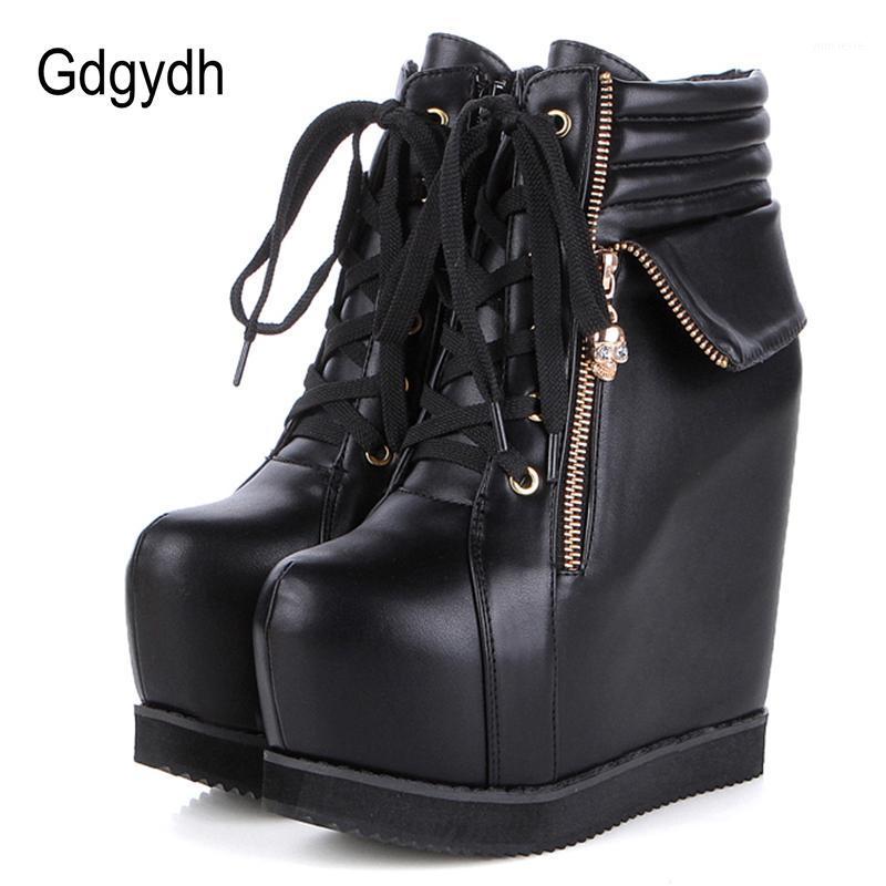 

Gdgydh Spring Autumn Women Shoes Round Toe Wedges High Heels Ankle Boots Thick Platform Metal Skull Fashion Ladies Short Boots1, White shoes