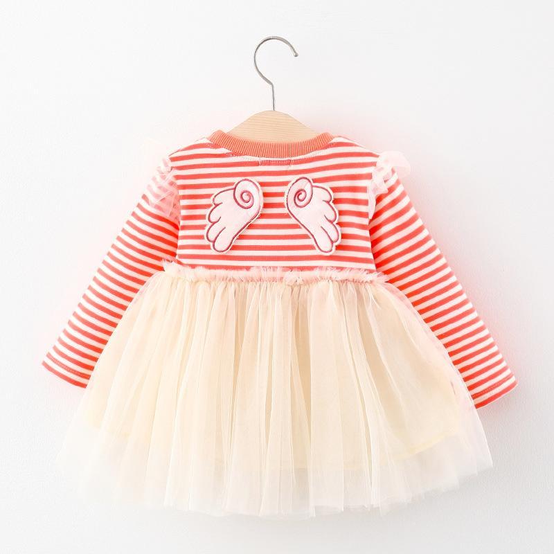 

Girl Striped Dress 2020 Autumn Style Toddler Girls Clothing Long Sleeve Dress Kids Wing Clothes Children Baby Mesh1, Ah876yellow