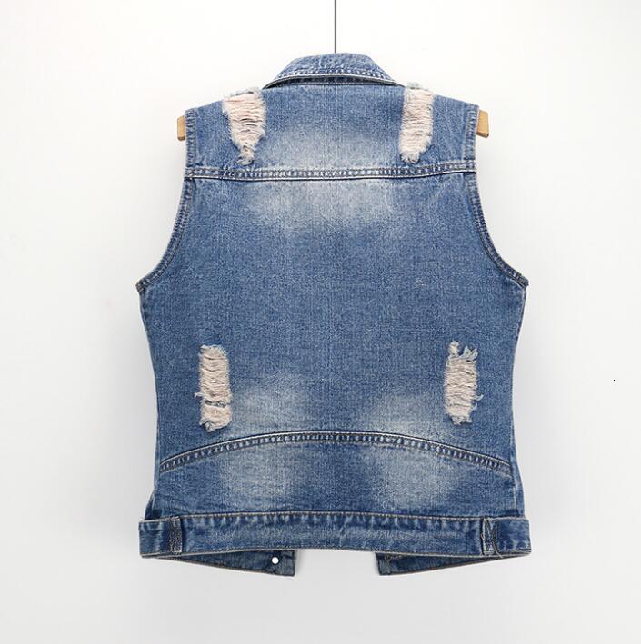 

Torn-up Fashion Jeans Vintage Autumn Denim Female Vest Girls Without Sleeves Jacket Outwear Sf3g, Light blue