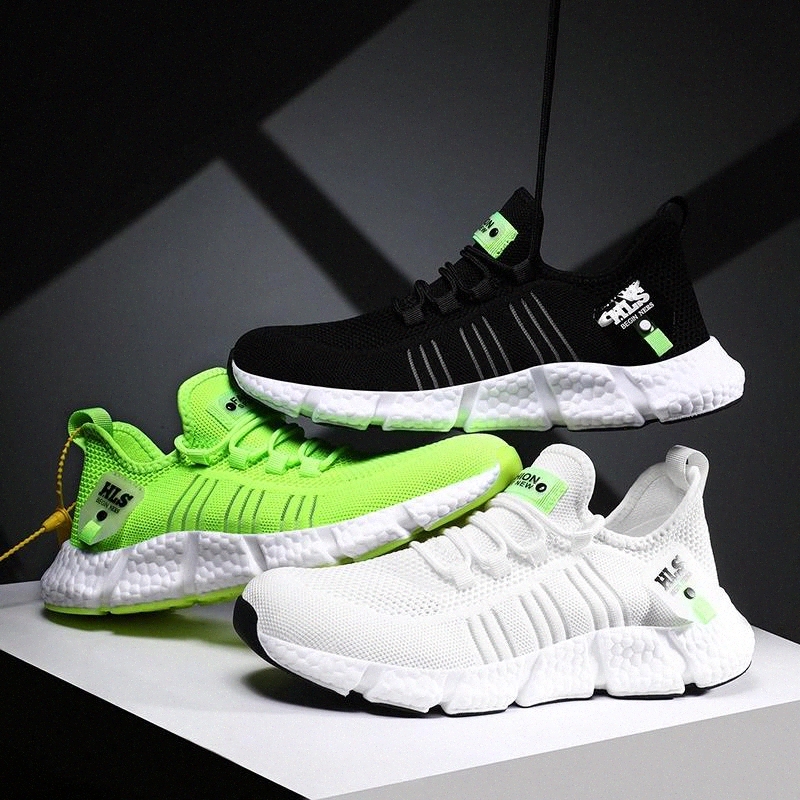 

YWYGMZ 2021 Spring Men's Casual Shoes Breathable Sneakers Pure Green Flying Weave Superstars II Walking Jogging #wV4n, Black