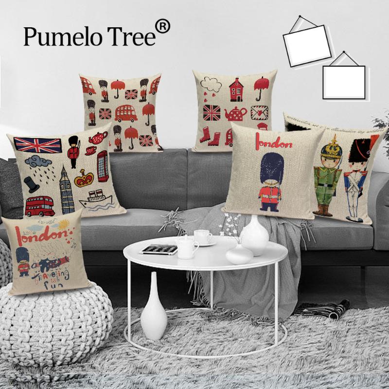

London Pillow Case Pillow British Soldier Chief Cases Cushion Covers Sofa Cushions for Sofa Cover Poszewka Fundas Cojin, L1506-6