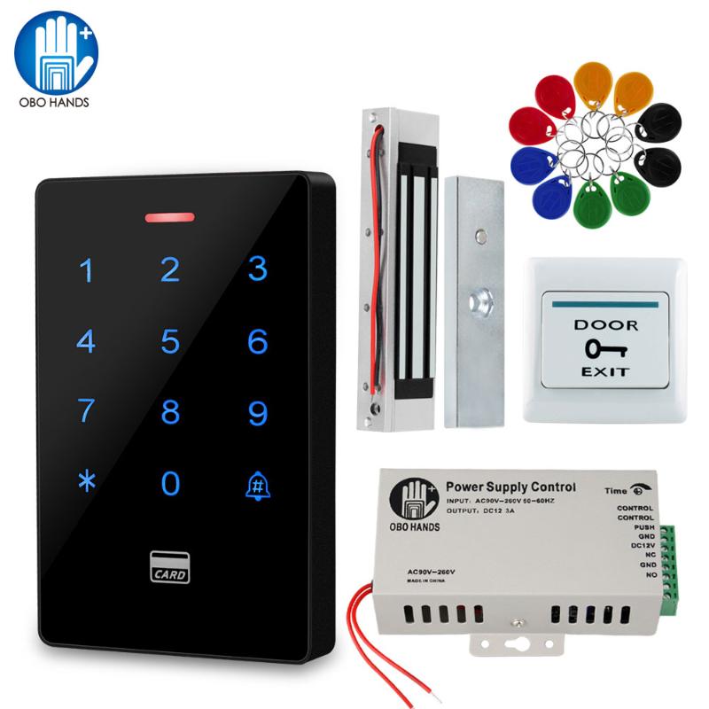 

Outdoor Access Control System Kit IP68 Waterproof RFID Keypad +Power Supply + 180KG Electric Magnetic Strike Door Locks for Home