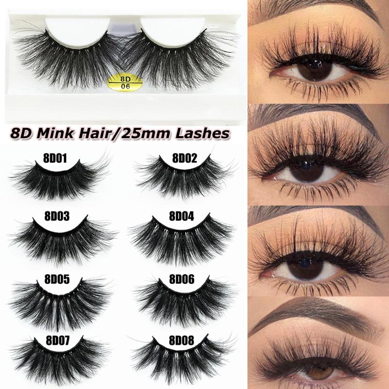 

1 Pair Hot 8D Mink False Eyelashes Thick Long Wispy Fluffy Extension Fake Lashes Handmade Cruelty-free Eye Makeup Tools 25MM
