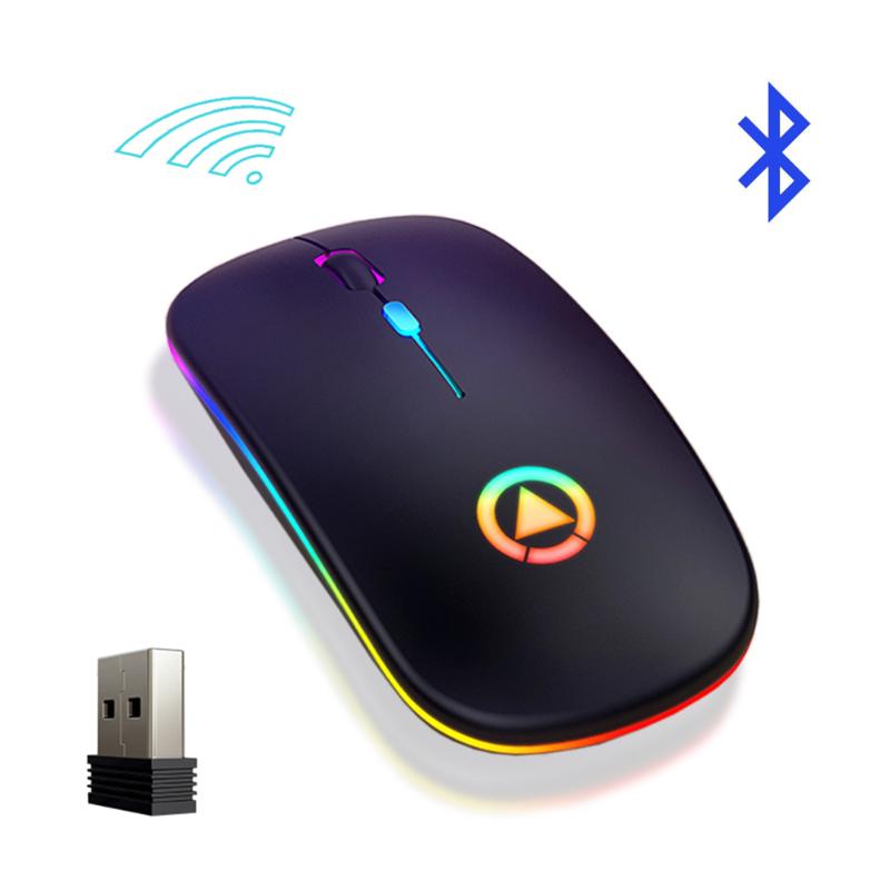 

Bluetooth 5.0 2.4G Wireless Mouse Rechargeable Mouse RGB 7 color LED Backlight Silent Mice USB Optical Gaming for Laptop